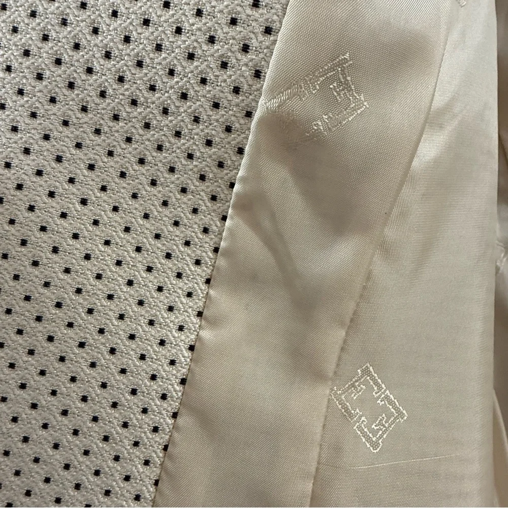 Escada Margaretha Ley Silk Wool Polka Dot Blazer Black Trim Old Money Chic EU 36 - Picture 11 of 17